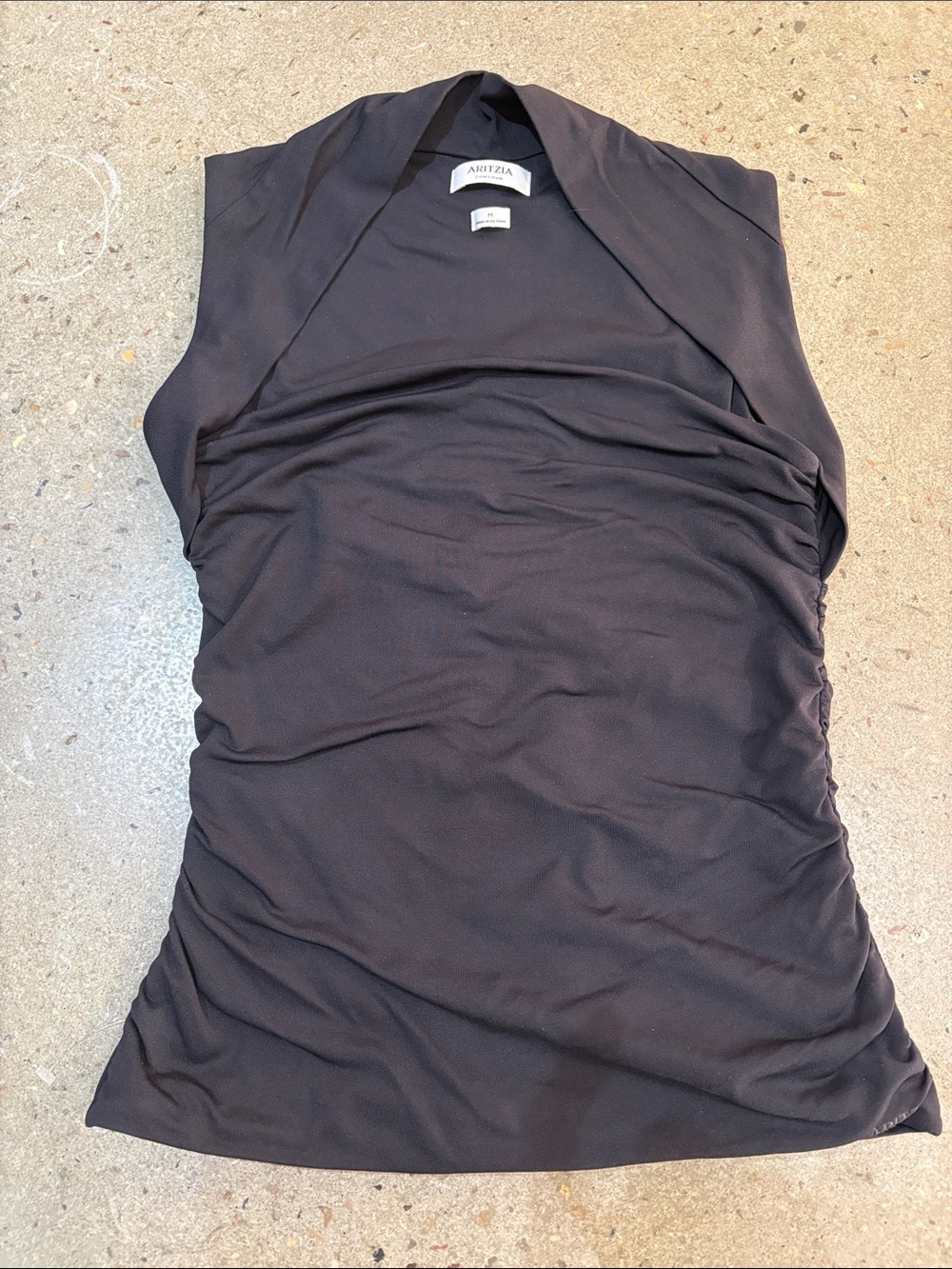 Aritzia Black Ruched Sleeveless Draped Top Size M